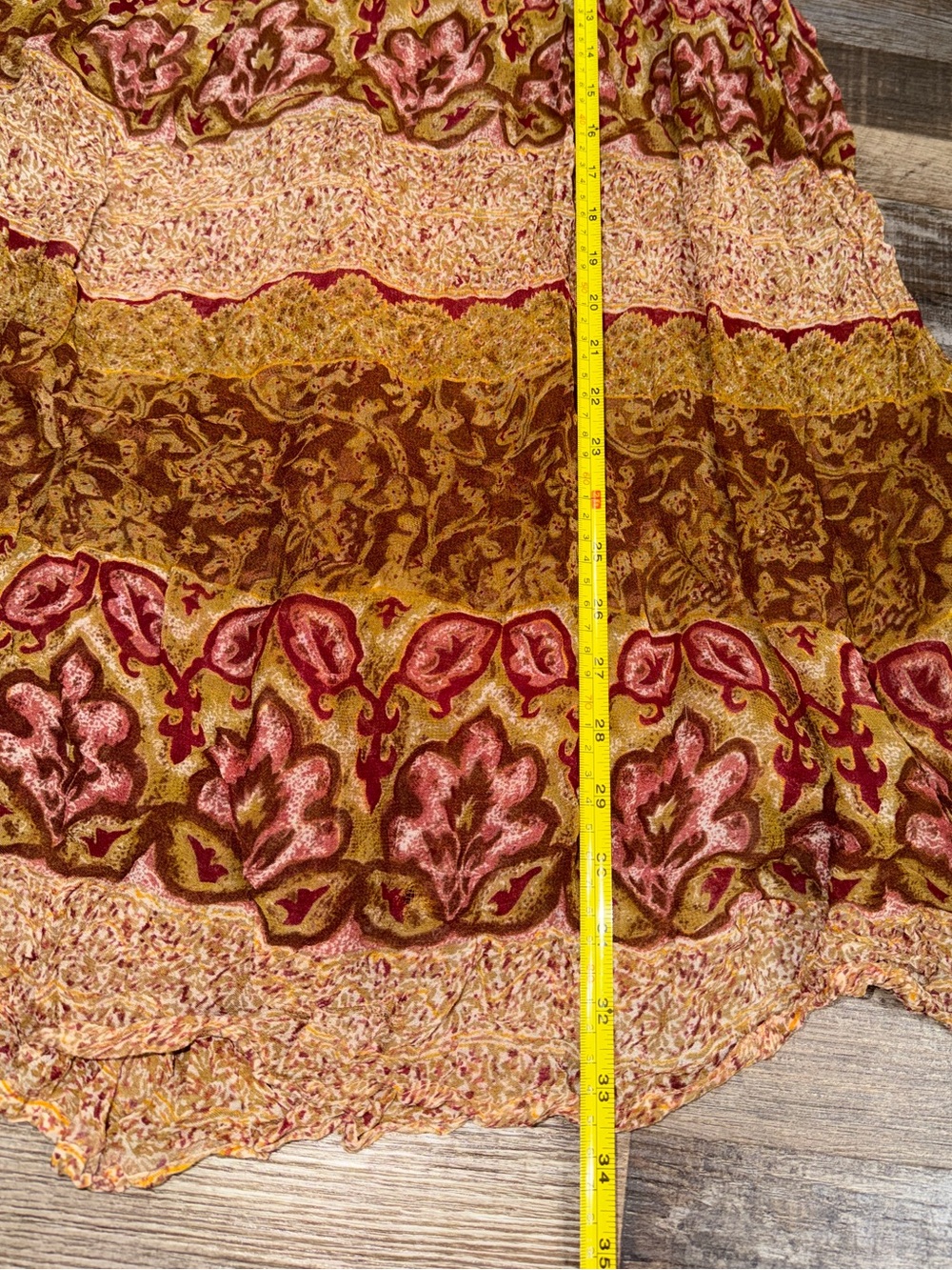 Vintage Bohemian Paisley Tiered Maxi Skirt Size L Made in India 100% Rayon - Picture 7 of 8